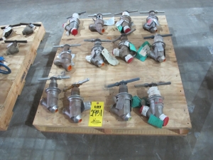 LOT PALLET W/ (12) ASSORTED VALVES (W-51) LOADING & HANDLING FEE $15-